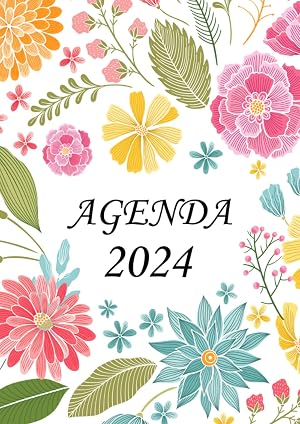 Agenda 2024 dia por pagina: Espa&ntilde;ol - Tama&ntilde;o grande a4 - 365 D&iacute;as de Enero a Diciembre 2024 | Cubierta Floral.