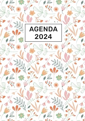 Agenda 2024 dia por pagina: Planificador Diaria 12 Meses de Enero a Diciembre 2024, Tama&ntilde;o grande a4 | 371 P&aacute;ginas, Cubierta Floral, Espa&ntilde;ol.
