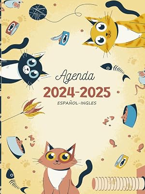 Agenda Semanal 2024-2025: Regalo para Amantes de los Gatos, Animales, Mascotas, Mam&aacute; Gato, Veterinario, Enero 2024-Diciembre 2025