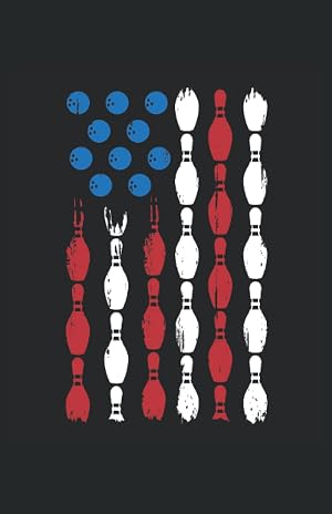 Bandera americana de bolos: Cuaderno de l&iacute;neas forrado, DIN A5 (13,97x21,59 cm), 120 p&aacute;ginas, papel color crema, cubierta mate