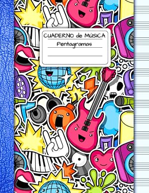 Cuaderno de m&uacute;sica Pentagrama: Tama&ntilde;o grande A4 |12 pentagramas por p&aacute;gina | 110 paginas numeradas e &iacute;ndice inicial | Rock Boy