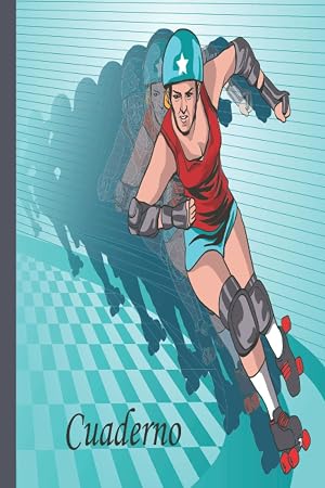 Cuaderno de patinaje sobre ruedas: Cuaderno de patinaje sobre ruedas de rayas anchas, cuaderno de papel rayado para la escuela, estudiantes, regalo para ni&ntilde;os, ni&ntilde;as, amantes del patinaje sobre ruedas