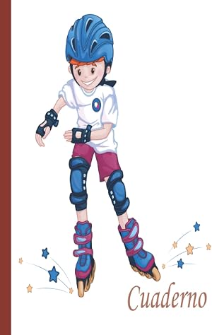 Cuaderno de patinaje sobre ruedas: Cuaderno de patinaje sobre ruedas de rayas anchas, cuaderno de papel rayado para la escuela, estudiantes, regalo para ni&ntilde;os, ni&ntilde;as, amantes del patinaje sobre ruedas