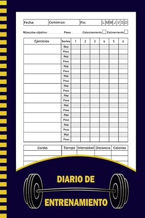 Diario de Entrenamiento: Registro para Realizar Seguimiento de Ejercicios de Musculaci&oacute;n y Cardio para Mantener la Forma F&iacute;sica.