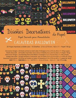 Dise&ntilde;os Decorativos de Papel Calaveras Halloween: Papel Decorado para Manualidades Calaveras Halloween, Scrapbook Papel 10 Dise&ntilde;os, 40 P&aacute;ginas. Papel ... Scrapbooking, Collage y m&aacute;s Creaciones