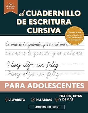 El cuadernillo de escritura cursiva para adolescentes: Aprende el arte de la caligraf&iacute;a en este manual de escritura cursiva con citas motivadoras y actividades para j&oacute;venes y adolescentes