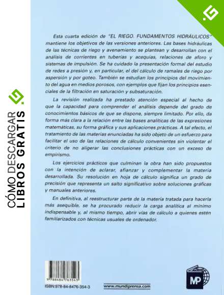 El riego. Fundamentos hidr&aacute;ulicos: Fundamentos hidr&aacute;ulicos (Agricultura)