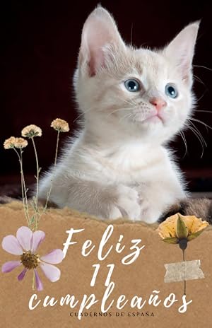 GATO DIARIO SECRETO DE NI&Ntilde;A DE 11 A&Ntilde;OS: Regalo Diario libreta de cumplea&ntilde;os ni&ntilde;a 11 a&ntilde;os gato infantil, Libreta bonita ni&ntilde;a, cuaderno para escribir y dibujar, decoraci&oacute;n cumplea&ntilde;os ni&ntilde;a original