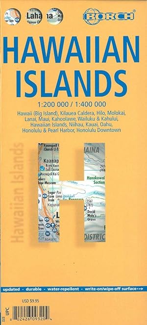 Hawai 1:200.000 / 1:400.000: Hawaii (Big Island), Kilauea Caldera, Hilo, Molokai, Lanai, Maui, Kahoolawe, Wailuku & Kahului, Hawaiian Islands, Niihau, ... & Pearl Harbor, Honolulu Downtown (Borch Map)