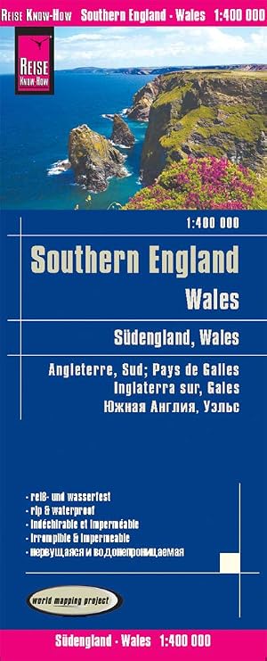 Inglaterra sur y Gales, mapa de carreteras impermeable. Escala 1:400.000. Reise Know-How.: world mapping project