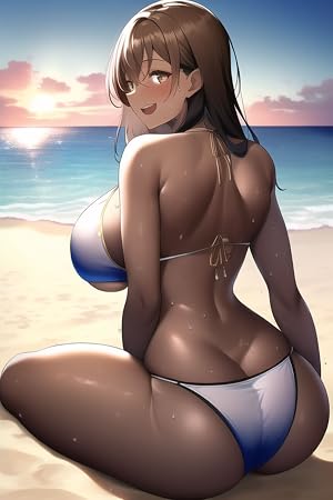 La tentaci&oacute;n de una chica tetona en traje de ba&ntilde;o marr&oacute;n (Colecci&oacute;n de fotos de 18 adultos/Imagen de ilustraci&oacute;n desnuda)