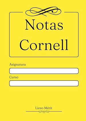 Libreta para tomar apuntes. M&eacute;todo Cornell. 100 hojas. A4. (Amarillo)