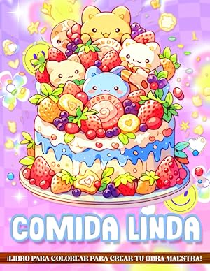 Libro de Colorear Comida Kawaii: P&aacute;ginas de Colorear Lindas y F&aacute;ciles con Animales Kawaii, Comida R&aacute;pida y Dulces para Ni&ntilde;os y Adultos | Libros de Colorear Kawaii.