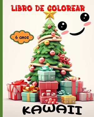 LIBRO DE COLOREAR KAWAII: NAVIDAD - PARA NI&Ntilde;OS A PARTIR DE 6 A&Ntilde;OS - 36 DIBUJOS - Formato 8 X 10 Pouces (20,32 x 25,4 cm)