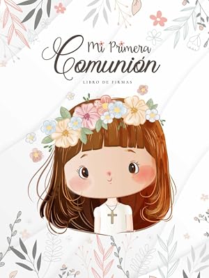 Libro de Firmas Comuni&oacute;n Ni&ntilde;a Personalizado para Dedicatorias de Invitados, Fotograf&iacute;as, Lista de Regalos | &Aacute;lbum de Recuerdo de la Primera Comuni&oacute;n
