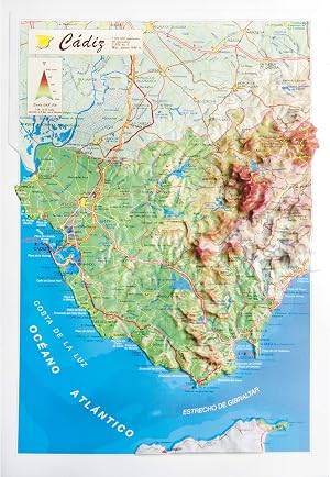 Mapa en relieve de C&aacute;diz: Escala 1:600.000