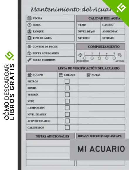 Mi Acuario: Diario de Mantenimiento del Acuario | Libro de cuidado de peces | ideal para ni&ntilde;os, adolescentes, adultos.