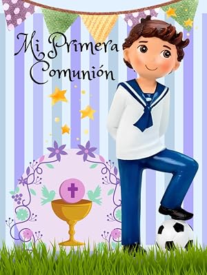 Mi Primera Comuni&oacute;n Ni&ntilde;o pelota football. Libro de firmas, alegre, libro primera comuni&oacute;n ni&ntilde;os. Libro para dedicatorias, album de fotos Comuni&oacute;n, ... Primera Comuni&oacute;n. My first communion boys