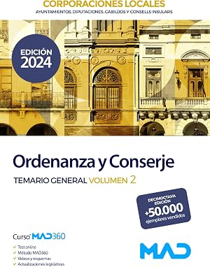 Ordenanza y Conserje de Ayuntamientos, Diputaciones y otras Corporaciones Locales. Temario general volumen 2