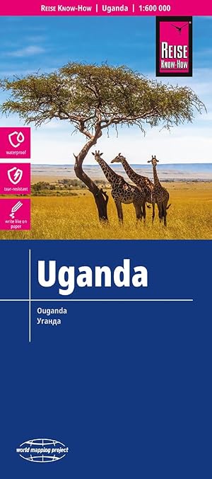Uganda 1:600.000 mpa de carreteras impermeable. Reise Know-How.: world mapping project / rei&szlig; - und wasserfest