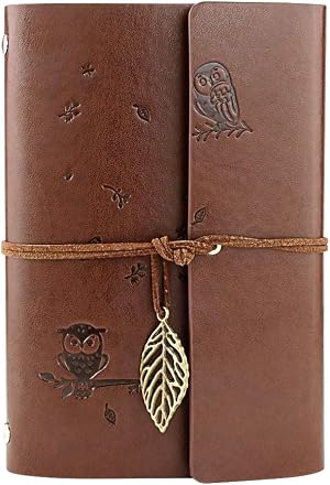 VEESUN Libreta Bonitas Hojas Blancas Cuaderno de Viaje Bloc Notas Cuero Vintage Entre A6-A5, Regalo Originales Navidad San Valent&iacute;n Cumplea&ntilde;os Aniversario Boda para Mujer, B&uacute;ho